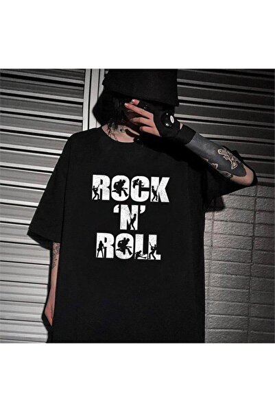 DEEFWEAR Mingalondon Rock'N' Roll Black Unisex Oversize T-Shirt