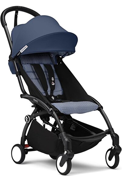Stokke عربة أطفال YOYO3 من 6 أشهر فصاعداً - تتضمن هيكل أسود/وسادة مقعد حجرية ...