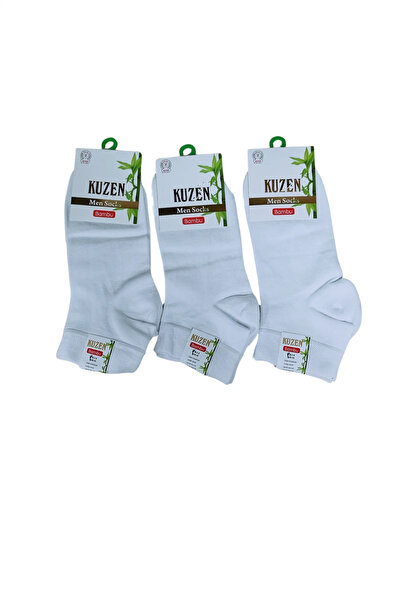 Mariposa Secret Kuzen Stitch-Free Half-Conch White Bamboo Men's Socks 12 Pieces
