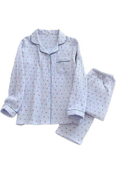 GENERAL codcm Womens Cotton Pajama Set Long Sleeve Button Down Shirt and Loun...
