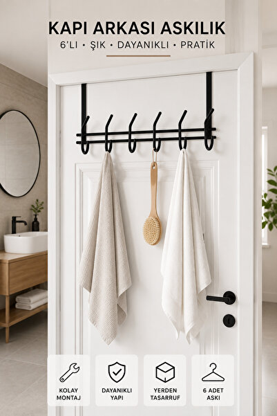 ANZA HOME Siyah 12 Kancalı Kapı Arkası Askılık, Kapı Askısı, Banyo Askısı, El...