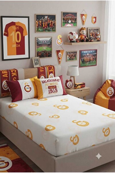 Zorluteks TAÇ Lisanslı Galatasaray Fitted Çarşaf Seti 100x200 Çarşaf + 50x70 ...