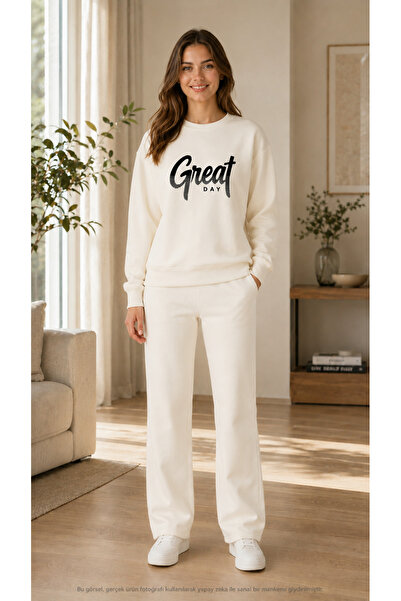 TREND EMMODA طقم بدلة رياضية نسائية من Great Day مكون من قطعتين/ سويت شيرت بر...