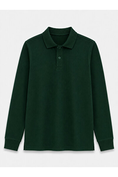 ROZELT Dark Green Long Sleeve Polo Collar Lakos School T-Shirt R.O.Z.K.U.U.Lt...