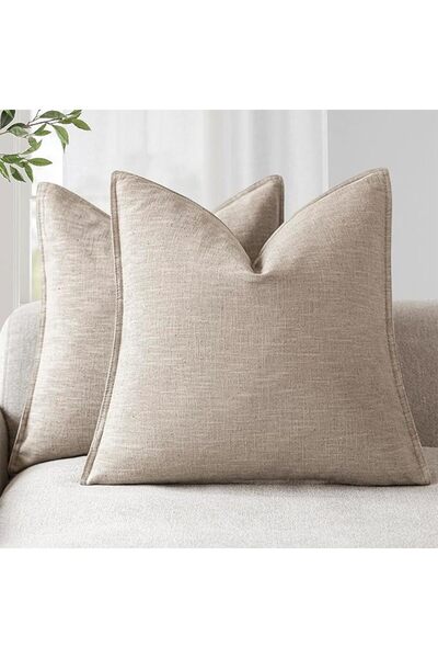Foindtower Pack of 2, Decorative Linen Soild Throw Pillow Covers Soft Accent ...
