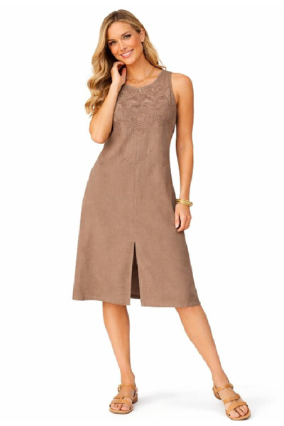 Duss Embossed Detailed Cotton Dress