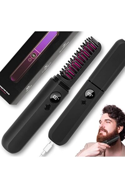 NALACAL Beard Straightener Brush for Men Cordless, Anti-Scald Beard Brush Str...