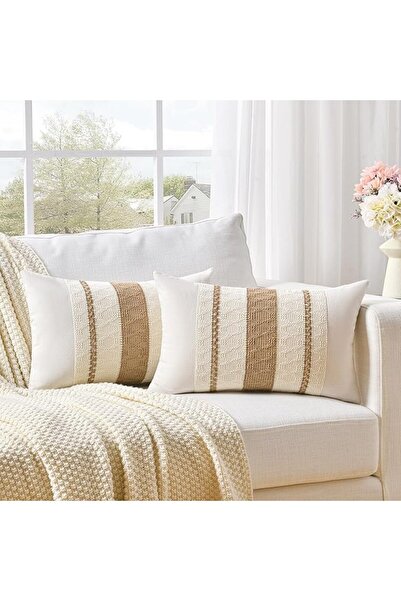 Fancy Homi Set of 2 Dusty Blue Vintage Lumbar Decorative Throw Pillow Covers ...