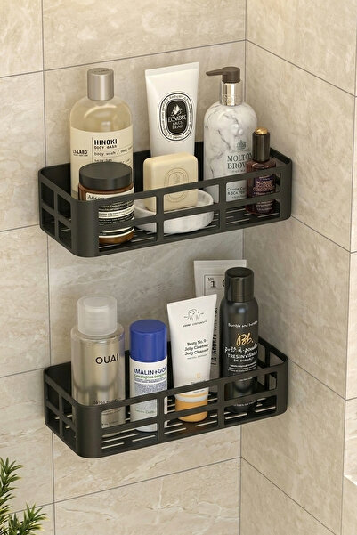 Snippy Shelf - 2'li Banyo Duş Rafı Yapışkanlı Düzenleyici Banyo Mutfak Organi...
