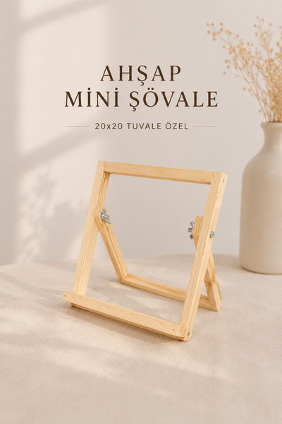 Palmiye Hobi Sanat Ahşap Mini Şövale 20x20 Tuvale Uyumlu Katlanabilir Sayılar...