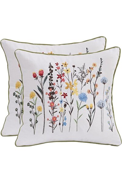 Tosleo Embroidered Throw Pillow Covers 12x20 Pack of 2 Vintage Birds with Map...