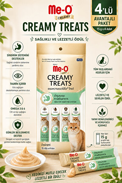 me-o Creamy Treats Ton Balıklı ve Prebiyotikli Sıvı Kedi Ödül Maması 15 gr x ...