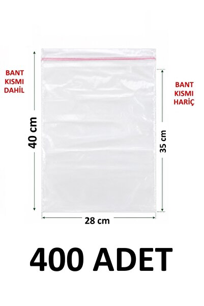 MTKardeşler 400 Pieces 28X35 +5 cm Transparent Nylon Bags with Polyethylene T...