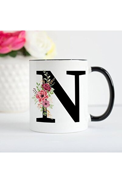 Generic Personalized Initial Mug Letter,Coffee Mugs with Flowers Alphabet,Mug...