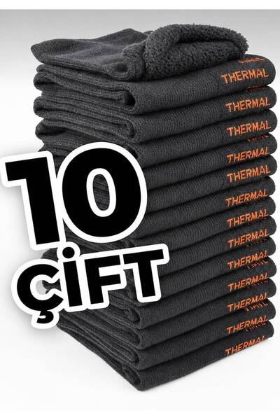 SOCKSHION 10 Pairs Anthracite Thermal Socks Winter Thick Men-Women-Unisex