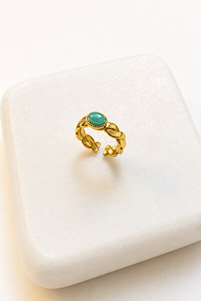 Tuysa Jewelry Özel Seri Vintage Turkuaz Taş Detaylı Gold Çelik Ayarlanabilir ...