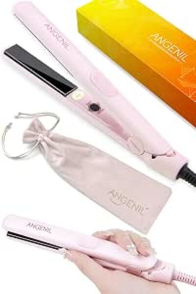 ANGENIL Ultra Mini Flat Iron for Bangs, 0.7 Inch Travel Mini Straightener | S...