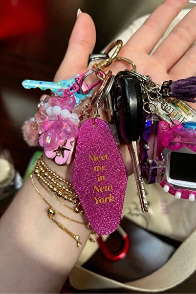 klovi Pembe Simli New York Anahtarlık