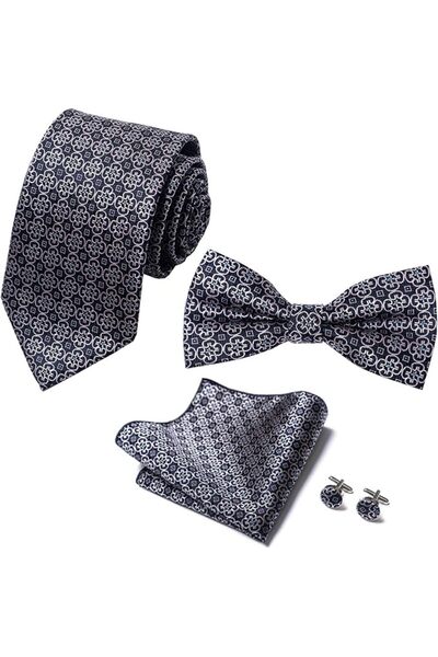 GENERAL [5 in 1] Men's Pretied Bow Ties Paisley Floral Stripe Bow Tie, Pocket...