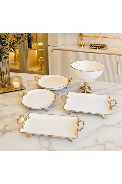 Buldem 5 Piece Original Porcelain Presentation Set |   Stylish Footed Serving...