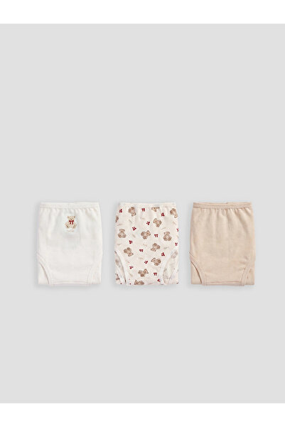 LC Waikiki Lcw Kids Ecru Bear Printed Girls' Panties 3-Piece Set