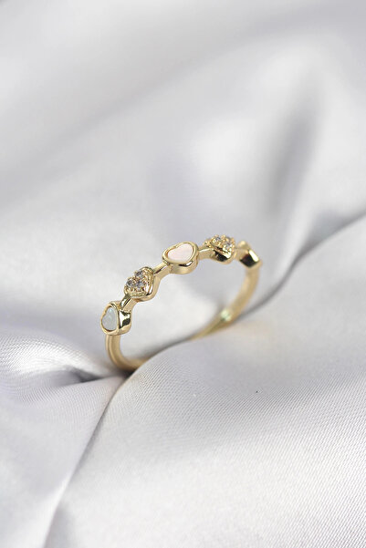 SORA GROUP Gold Color Minimal Heart Model Zircon Stone Brass Women's Ring