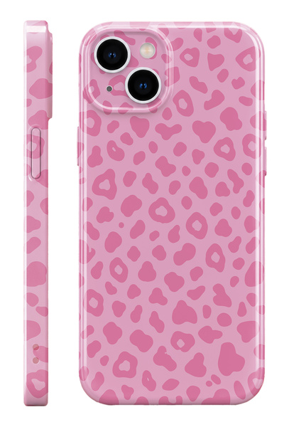 WANNA PROTECT iPhone 15 Pink Leopar Protect Slim Parlak Tam Kaplayan Baskı Ka...