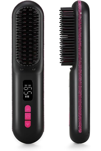 CHRISTINE SHELLY Hair Straightener Brush, Cordless Mini Straightening Brush |...