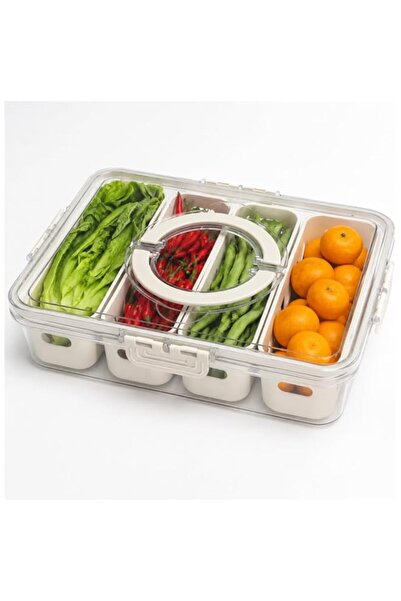 Generic Serving Tray with Lid & Handle, Fridge Fresh-Keeping Container with 4...