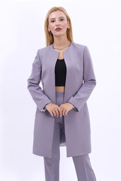 ÖNDER ÖZSOY Zero Collar Plain Long Jacket-Anthracite