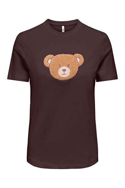 ONLY Дамска кафява тениска Onlteresa Reg S/s Teddy Top Rs Jrs
