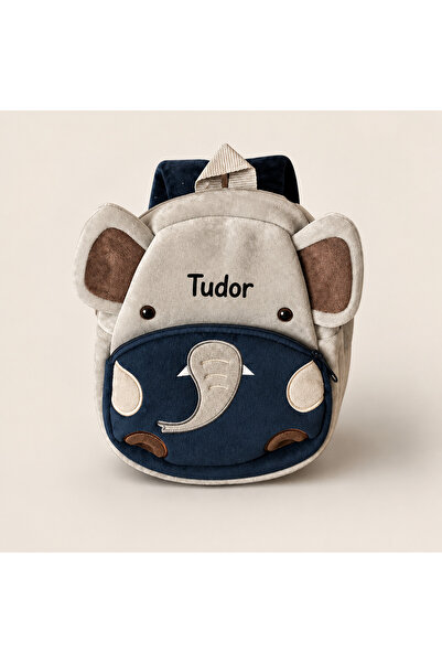 LUDIKOO Rucsac Personalizat pentru Copii cu Numele Tudor– Model Elefănțel, Ru...