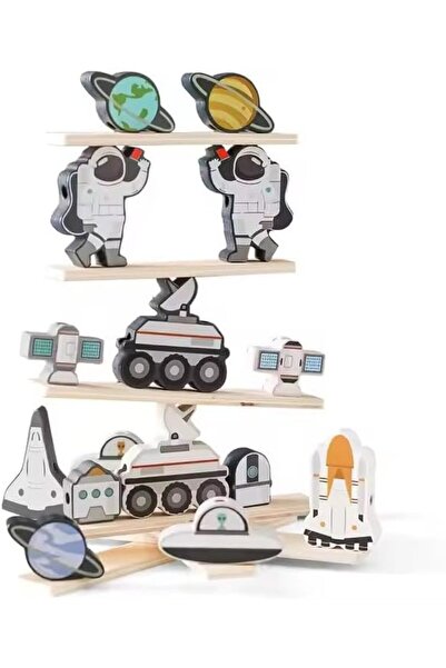 Brick Hues 2-in-1 Montessori Space Stacking & Threading Toy | Wooden Balance ...