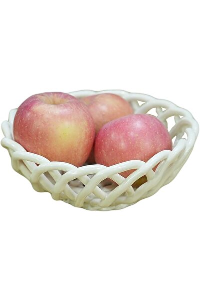 GENERAL Modern Fruit Basket Storage for Kitchen Countertop Handmade White Cer...