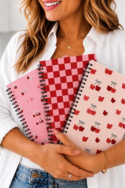 Happy Notes A5 Spiral Cardboard Cover Set of 3 Checkered School Notebooks 80 ...