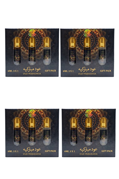 ROSELLA 4 قطع من عطر العود المباركيا، عبوة هدايا 3 × 6 مل