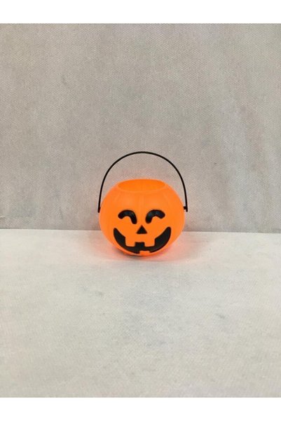 NET MARKET Halloween Mini Plastik Balkabağı Kovası 3'lü Set 7 cm - Saplı Şeke...