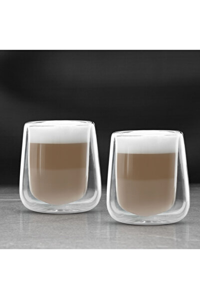 Alista Home Set de 2 căni de sticlă cu perete dublu, 300 ml, termorezistente,...