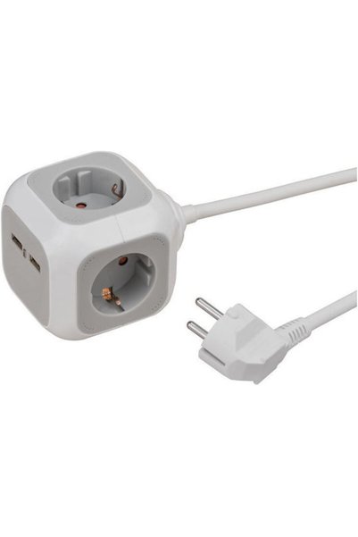 Brennenstuhl PowerCube 4 Θέσεων με 2 USB-A και Καλώδιο 1.4μ Γκρι Κωδικός: 115...