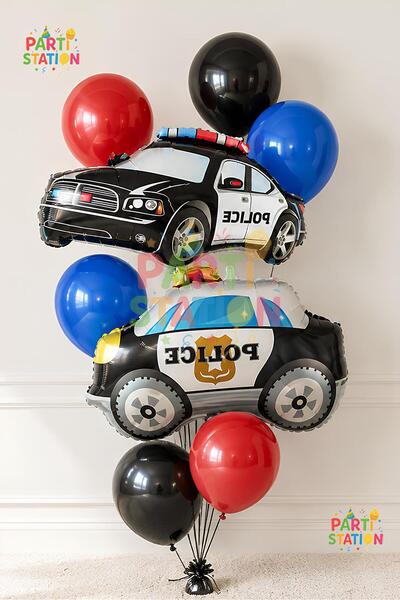 Parti Station Police car balloon set - 8 piece police concept birthday balloo...