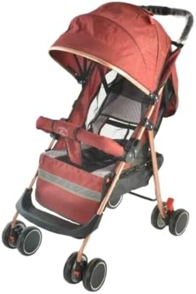 Generic Foldable Baby Stroller, Red, with Double Wheels, Adjustable Seat, Lig...