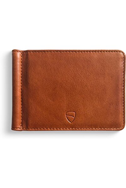 Vaultskin BROMPTON Slim Leather Money Clip RFID Wallet for Men (Brown) | Mini...