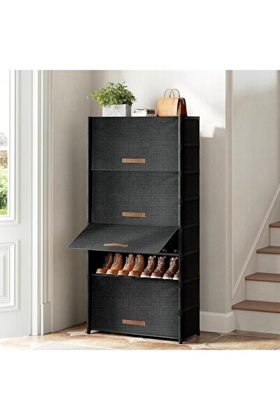 LBMT Shoe Rack, 9 Tier Shoe Cabinet with Door 36 Pair Plastic Shoe Rack for C...