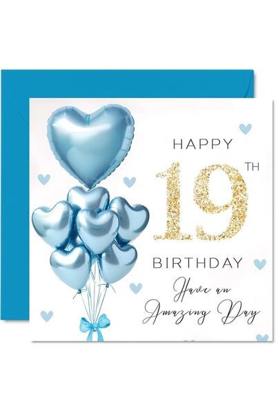Stuff4 95th Birthday Cards for Men - Blue Glitter Balloons - Happy Birthday C...