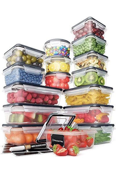 Tazweeq 16-Piece Food Storage Container Set - Airtight Plastic Containers wit...