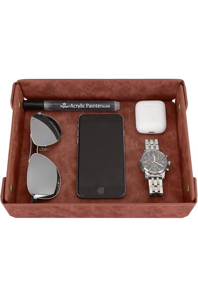 GENERAL CASIRENA Father's Day Gifts Faux Leather Valet Tray Organizer for Men...