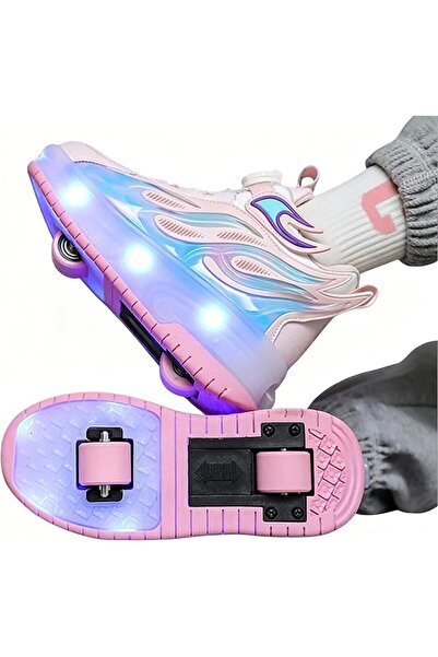 VTERLY Kids Roller Skate Shoes, Front and Back Double Wheels with LED Flash L...