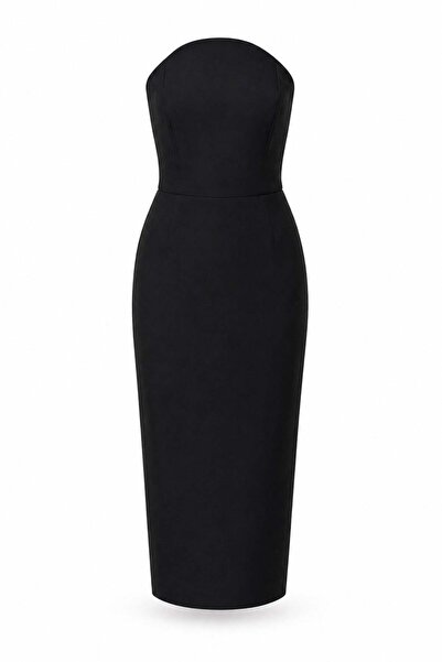 ELVAN TOLON Strapless Midi Dress Black