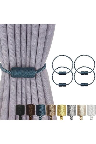 ToolHouse 4 Pack Magnetic Curtain Tiebacks – Rope Curtain Holders for Drapes,...