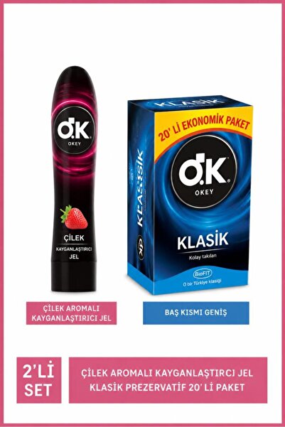 Okey PREZERVATİF KLASİK EKONOMİK 20Lİ+OKEY KAYGANLAŞTIRICI JEL ÇİLEK 100ML